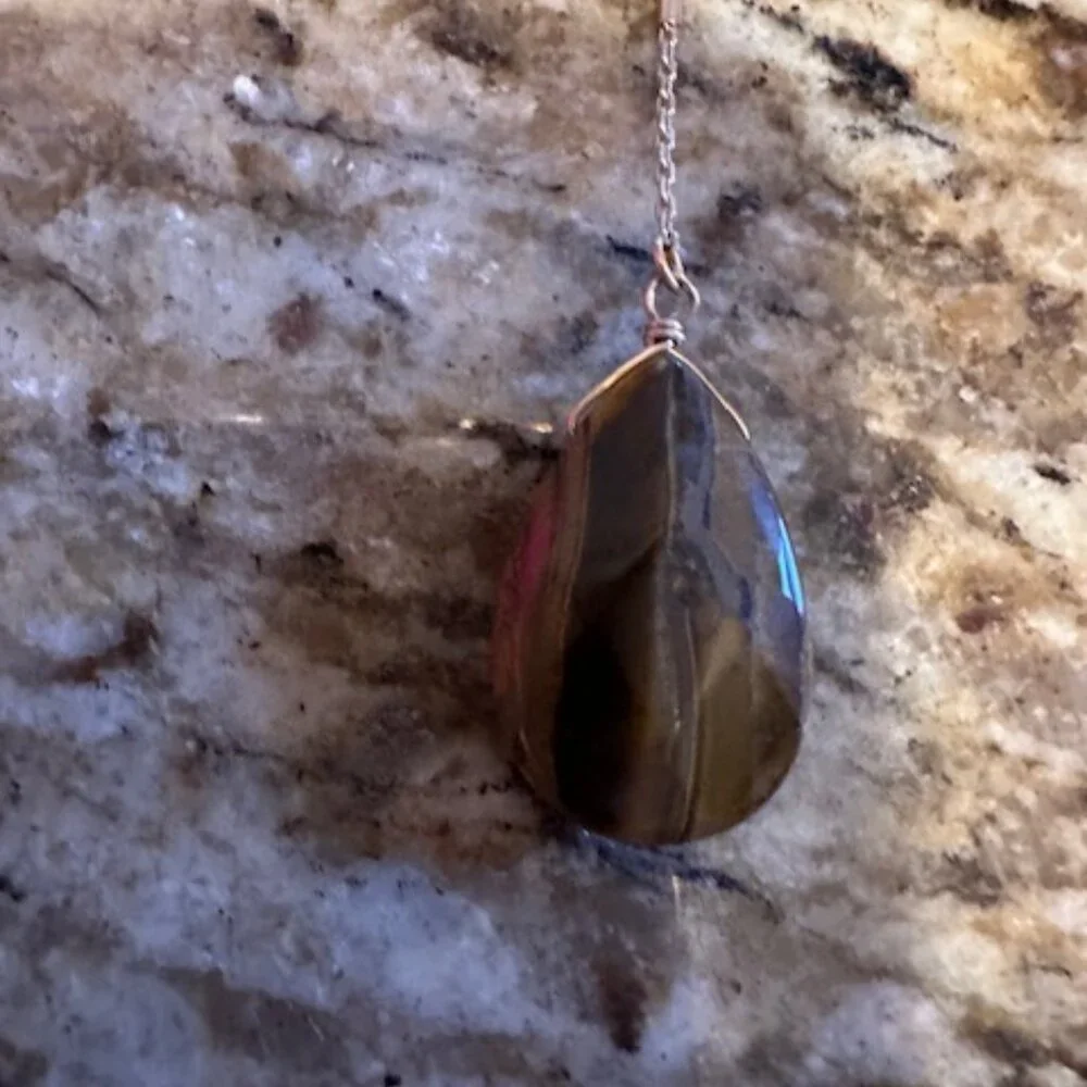 Tiger Teardrop Natural Stone Y Necklace 2027 NWT Boutique - Picture 10 of 10